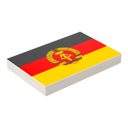 Bedruckte LEGO® Fliese 2x3 - DDR Flagge