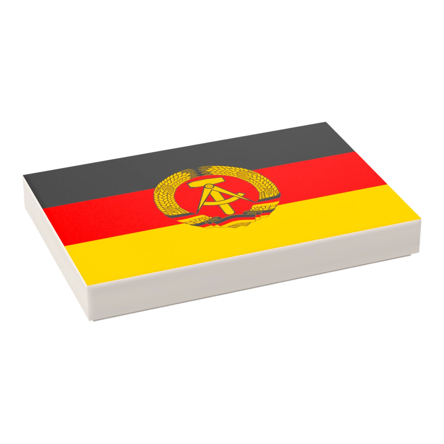 Bedruckte LEGO® Fliese 2x3 - DDR Flagge