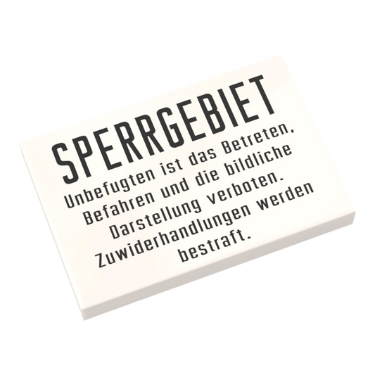Bedruckte LEGO® Fliese 2x3 - Sperrgebiet DDR