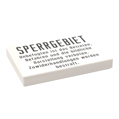 Bedruckte LEGO® Fliese 2x3 - Sperrgebiet DDR