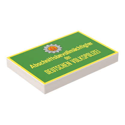 Bedruckte LEGO® Fliese 2x3 - Abschnittsbevollmächtigter Volkspolizei