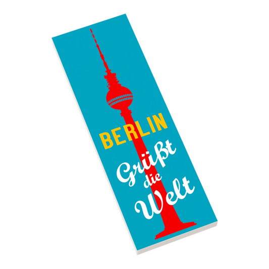 Bedruckte LEGO® Fliese 2x6 - Ostalgie Plakat 'Berlin Grüsst die Welt'