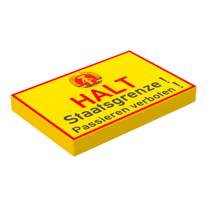 Bedruckte LEGO® Fliese 2x3 - Halt Staatsgrenze DDR