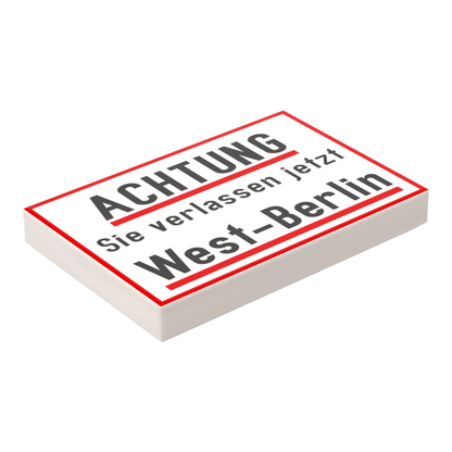 Bedruckte LEGO® Fliese 2x3 - ACHTUNG