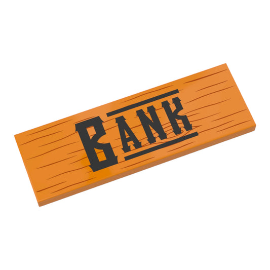 Bedruckte LEGO® Fliese 2x6 - Wilder Westen 'Bank'