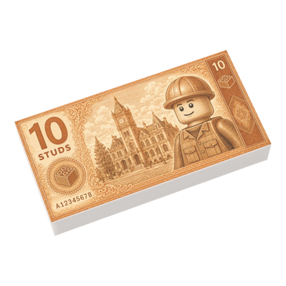 Bedruckte LEGO® Fliese 1x2 - Geldschein '10 Studs'