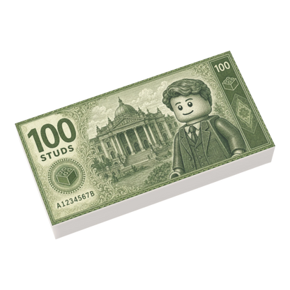 Bedruckte LEGO® Fliese 1x2 - Geldschein '100 Studs'