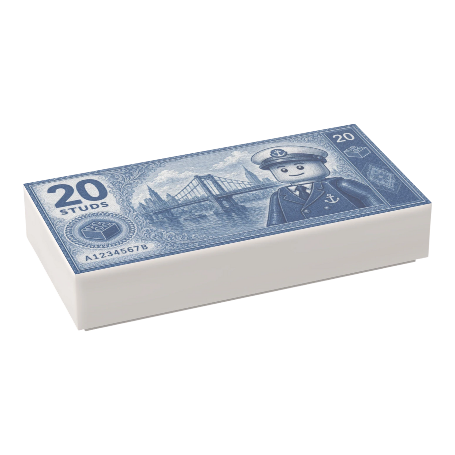 Bedruckte LEGO® Fliese 1x2 - Geldschein '20 Studs'