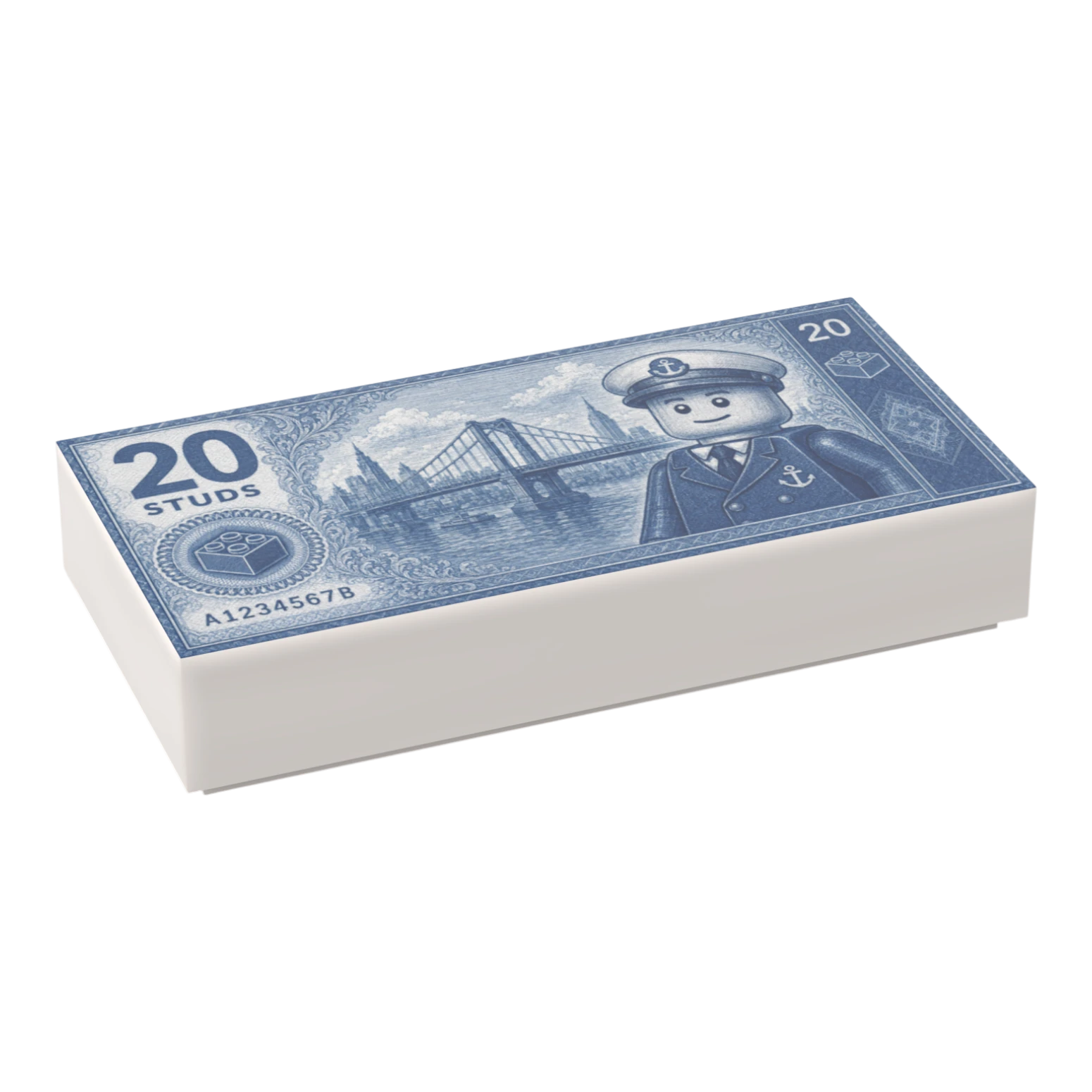 Bedruckte LEGO® Fliese 1x2 - Geldschein '20 Studs'