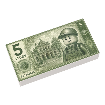 Bedruckte LEGO® Fliese 1x2 - Geldschein '5 Studs'