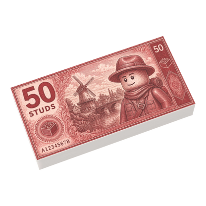 Bedruckte LEGO® Fliese 1x2 - Geldschein '50 Studs'