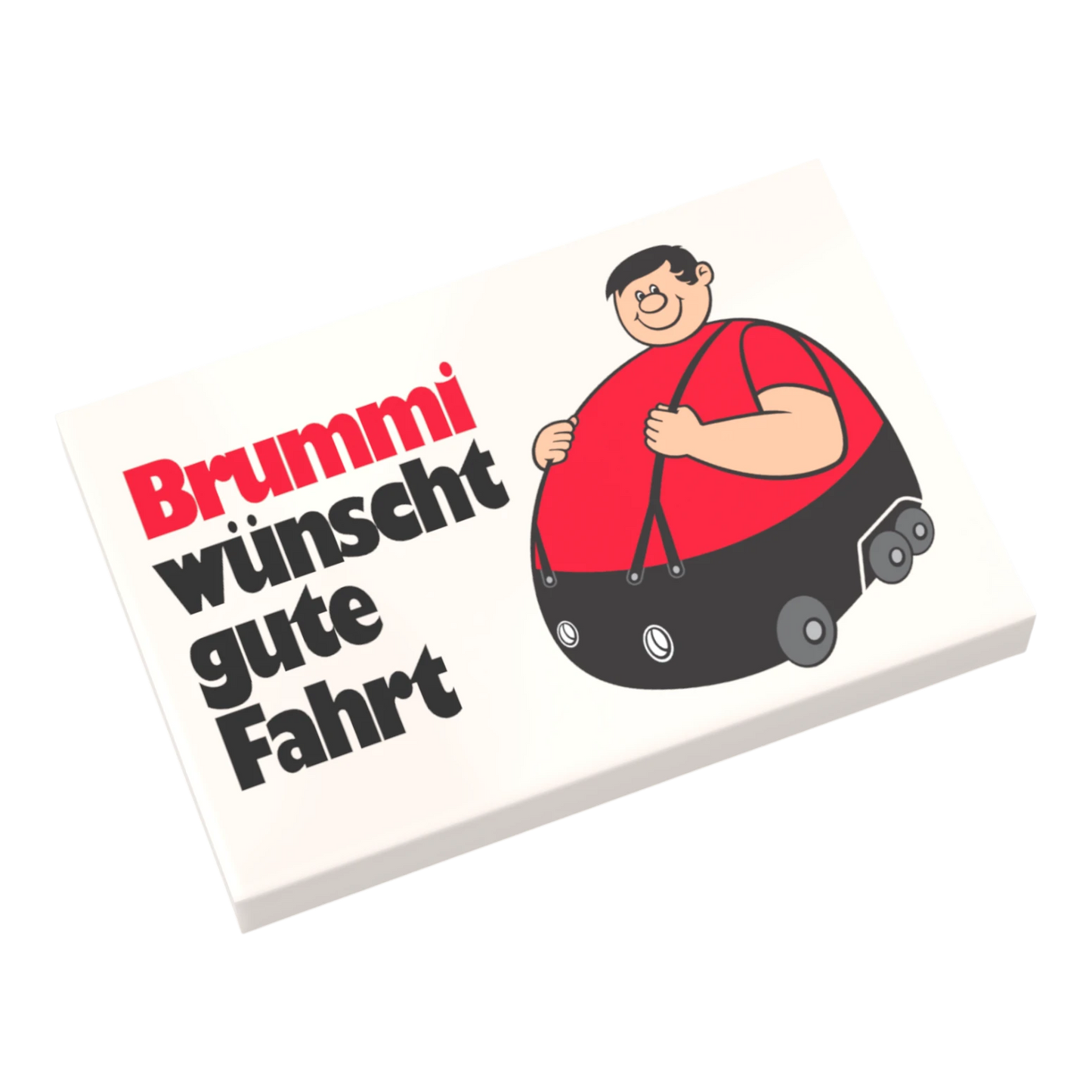 Bedruckte LEGO® Fliese 2x3  - 'Brummi wünscht gute Fahrt' BGL-Lizenzmotiv