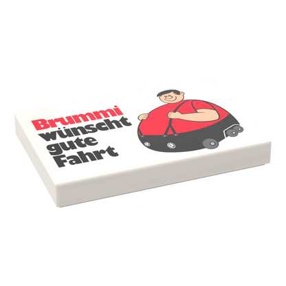 Bedruckte LEGO® Fliese 2x3  - 'Brummi wünscht gute Fahrt' BGL-Lizenzmotiv