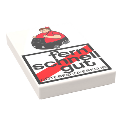 Bedruckte LEGO® Fliese 2x3  - 'Brummhilde & fern schnell gut' BGL-Lizenzmotiv