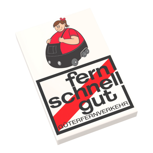 Bedruckte LEGO® Fliese 2x3  - 'Brummhilde & fern schnell gut' BGL-Lizenzmotiv