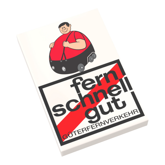 Bedruckte LEGO® Fliese 2x3  - 'Brummi & fern schnell gut' BGL-Lizenzmotiv