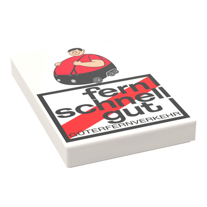 Bedruckte LEGO® Fliese 2x3  - 'Brummi & fern schnell gut' BGL-Lizenzmotiv