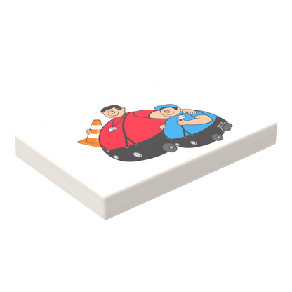 Bedruckte LEGO® Fliese 2x3  - 'Brummi & Azubi' BGL-Lizenzmotiv