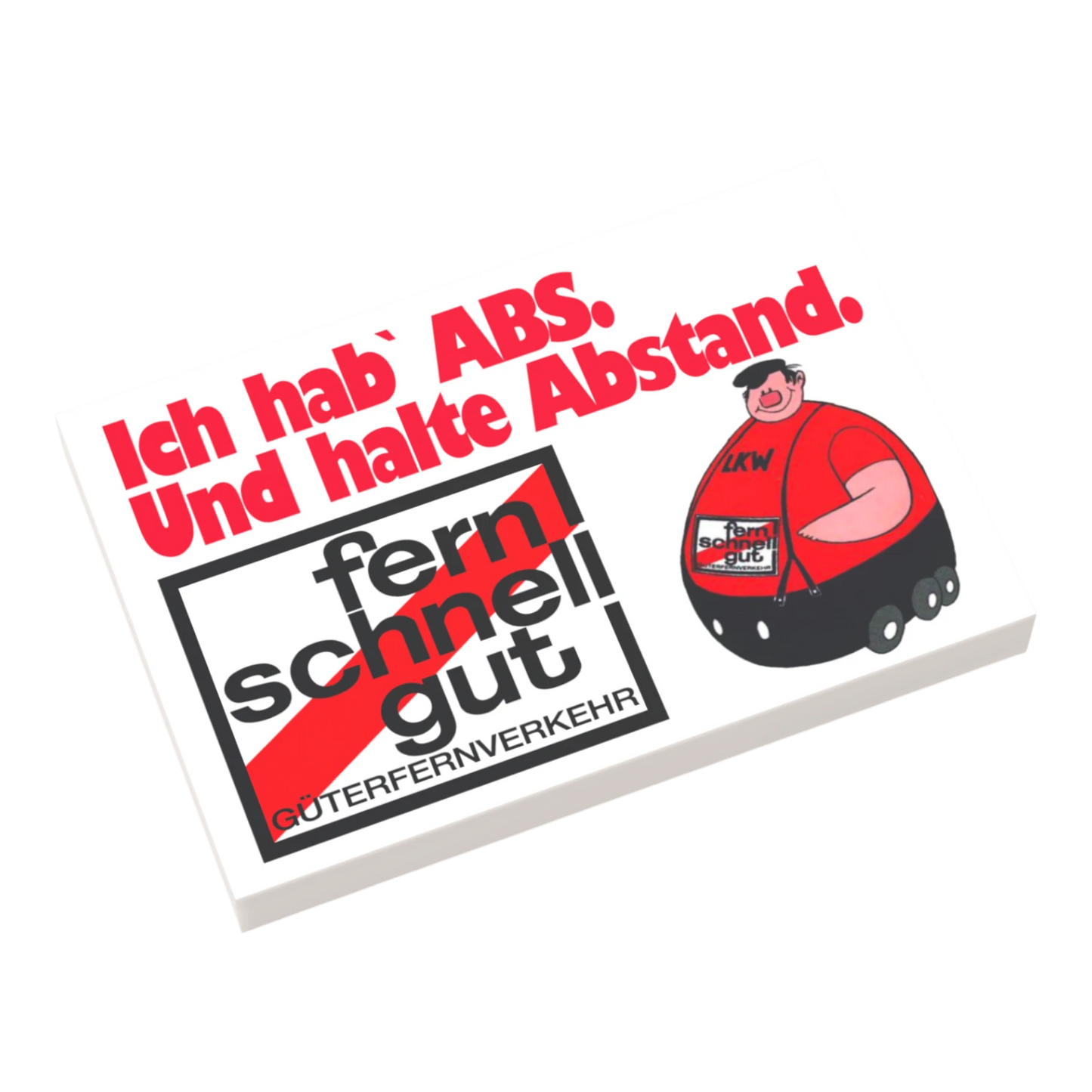 Bedruckte LEGO® Fliese 2x3  - 'Brummi - ABS' BGL-Lizenzmotiv
