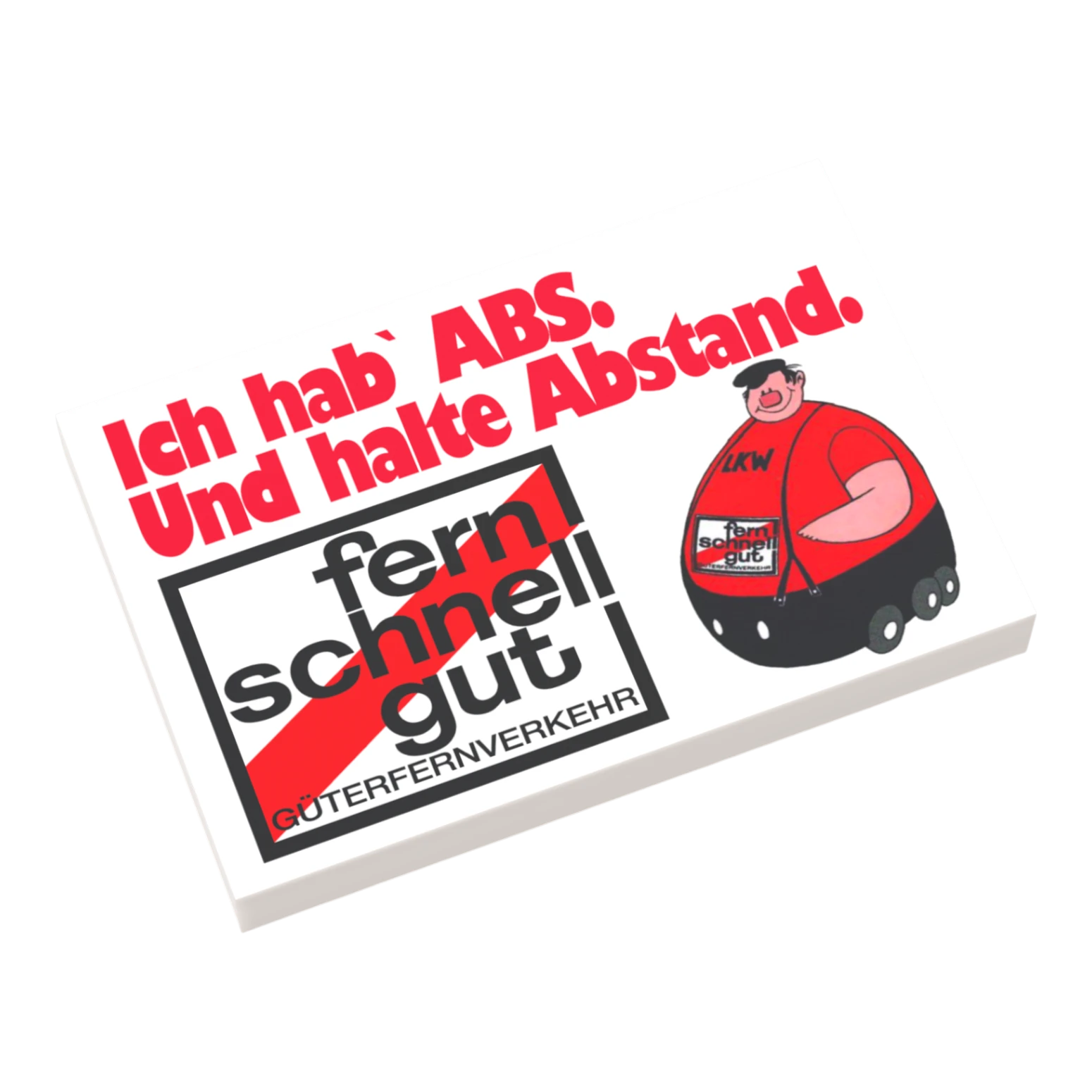 Bedruckte LEGO® Fliese 2x3  - 'Brummi - ABS' BGL-Lizenzmotiv