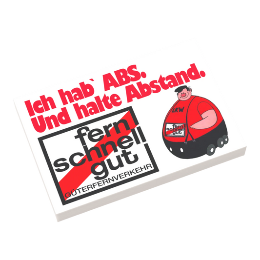 Bedruckte LEGO® Fliese 2x3  - 'Brummi - ABS' BGL-Lizenzmotiv
