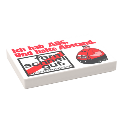 Bedruckte LEGO® Fliese 2x3  - 'Brummi - ABS' BGL-Lizenzmotiv