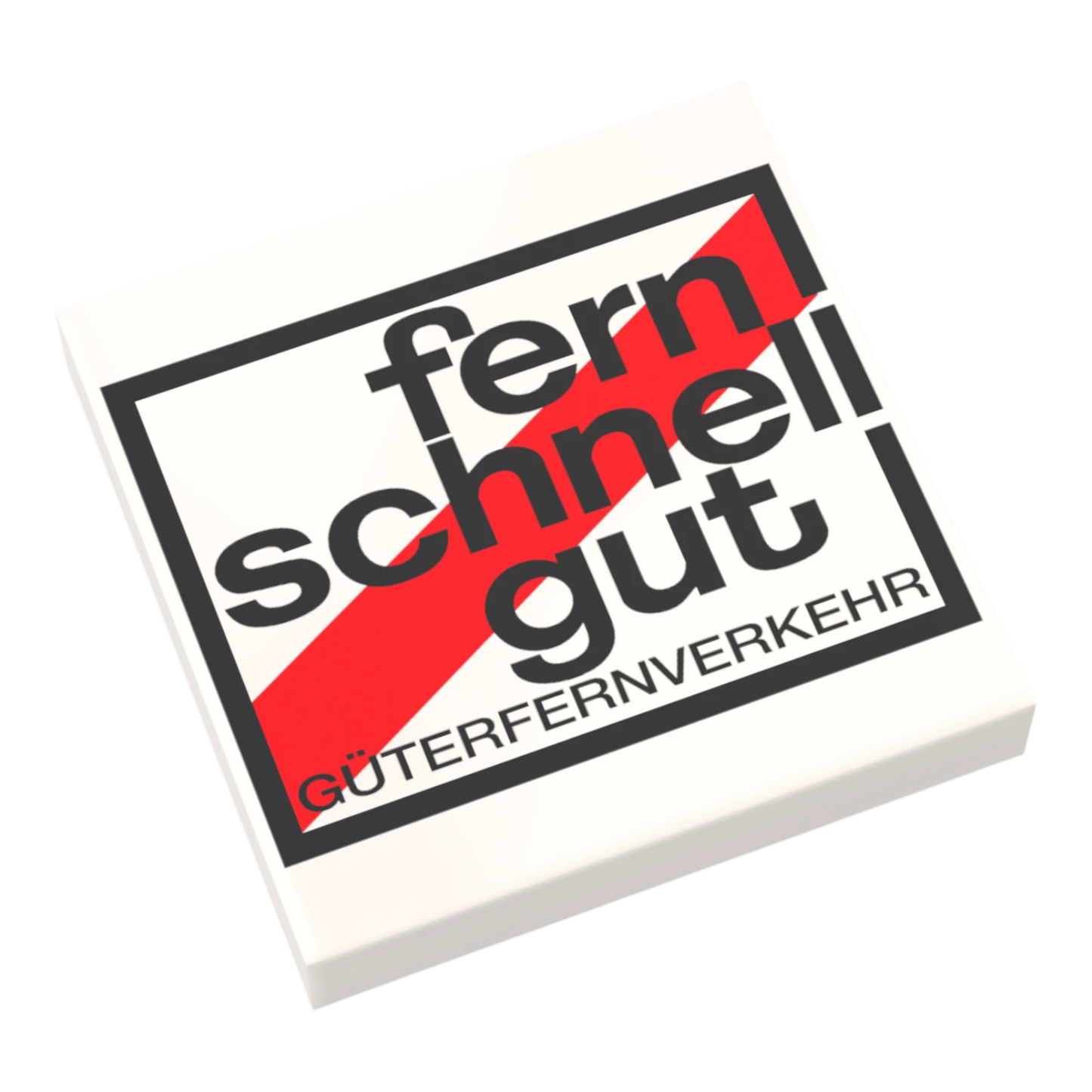 Bedruckte LEGO® Fliese 2x2  - 'fern schnell gut' BGL-Lizenzmotiv