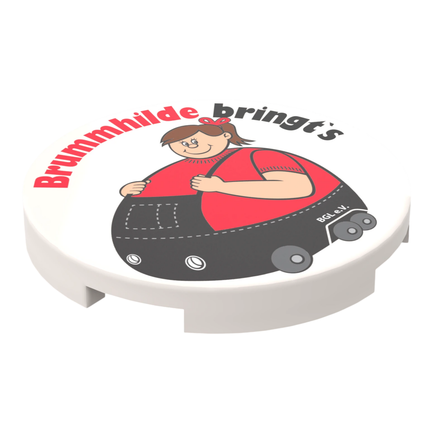 Bedruckte LEGO® Fliese 3x3  - 'Brummhilde bringt`s' BGL-Lizenzmotiv