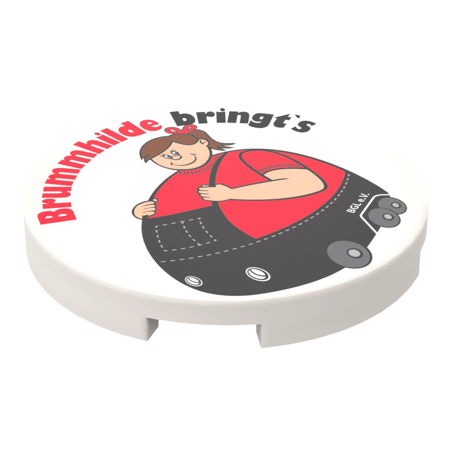 Bedruckte LEGO® Fliese 3x3  - 'Brummhilde bringt`s' BGL-Lizenzmotiv