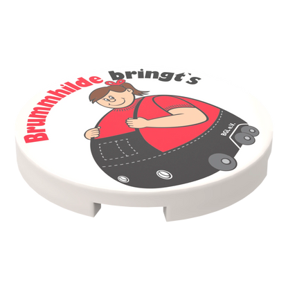 Bedruckte LEGO® Fliese 3x3  - 'Brummhilde bringt`s' BGL-Lizenzmotiv