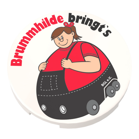 Bedruckte LEGO® Fliese 3x3  - 'Brummhilde bringt`s' BGL-Lizenzmotiv