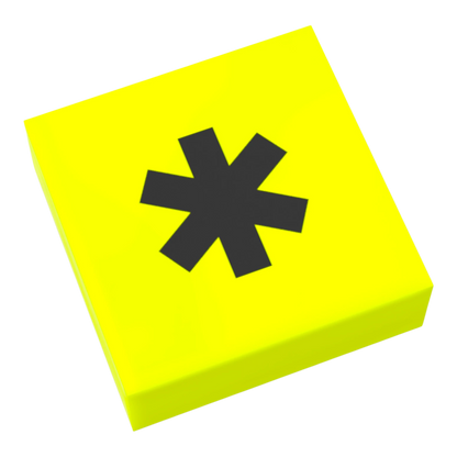 Bedruckte LEGO® Fliese 1x1 - Symbol/Zeichen 'Mal / Stern'