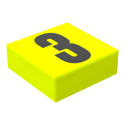 Bedruckte LEGO® Fliese 1x1 - Ziffer/Zahl '3'