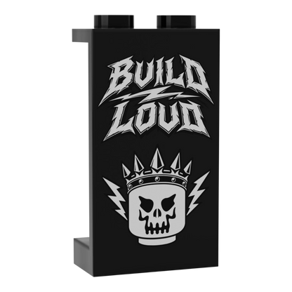 Bedrucktes LEGO® Panel 1x2x3 - Rock & Metal 'Build Loud'