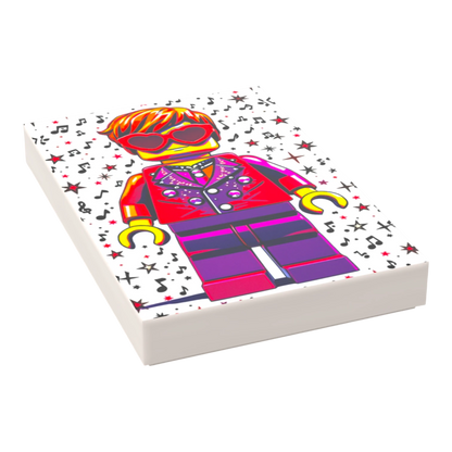 Bedruckte LEGO® Fliese 2x3 - Popstar Pop Art Nr. 19