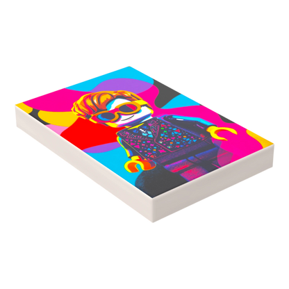 Bedruckte LEGO® Fliese 2x3 - Popstar Pop Art Nr. 21