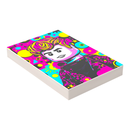 Bedruckte LEGO® Fliese 2x3 - Popstar Pop Art Nr. 9