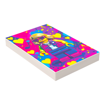 Bedruckte LEGO® Fliese 2x3 - Popstar Pop Art Nr. 1