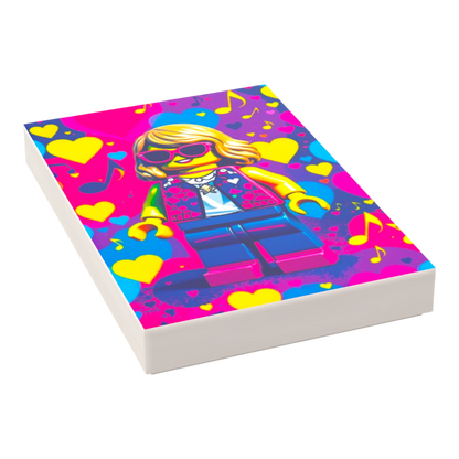 Bedruckte LEGO® Fliese 2x3 - Popstar Pop Art Nr. 1