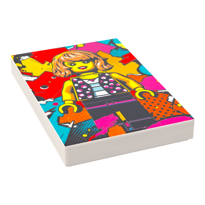 Bedruckte LEGO® Fliese 2x3 - Popstar Pop Art Nr. 3