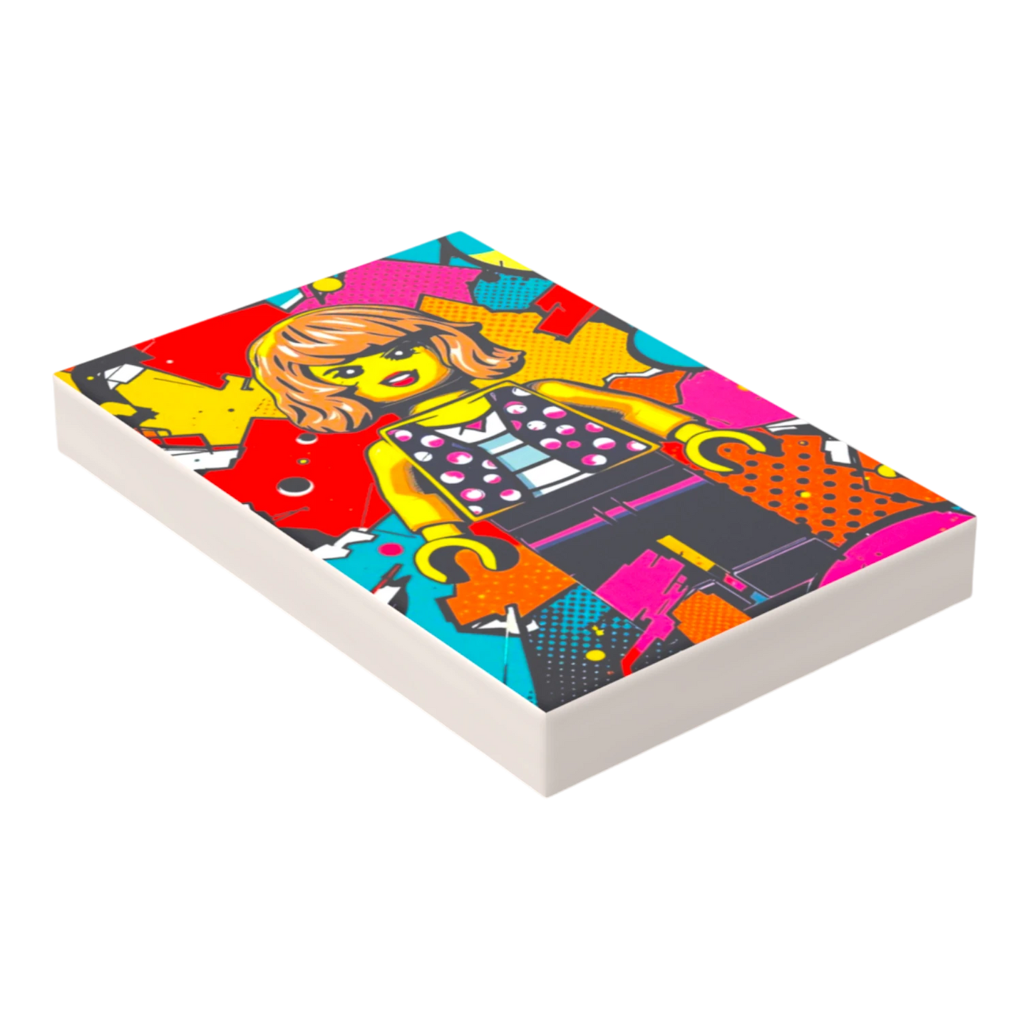 Bedruckte LEGO® Fliese 2x3 - Popstar Pop Art Nr. 3