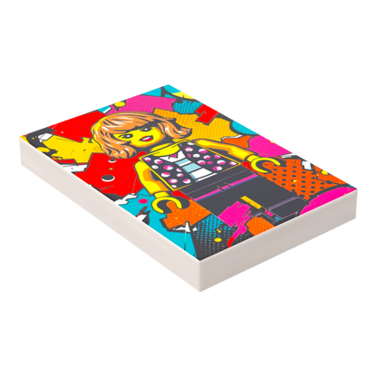 Bedruckte LEGO® Fliese 2x3 - Popstar Pop Art Nr. 3