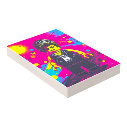 Bedruckte LEGO® Fliese 2x3 - Popstar Pop Art Nr. 11