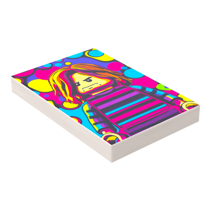 Bedruckte LEGO® Fliese 2x3 - Popstar Pop Art Nr. 10