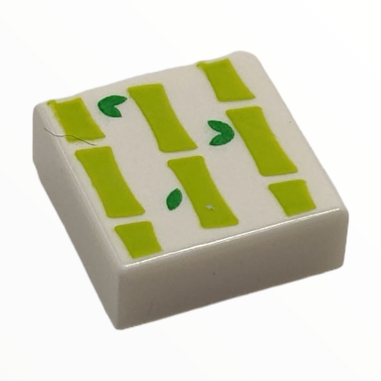LEGO Tile 1x1 - Lime Stripes and Green Leaves (Bamboo)