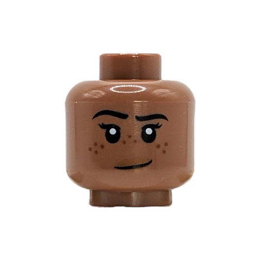 LEGO Head - 3865 Female Black Eyebrows, Reddish Brown Freckles