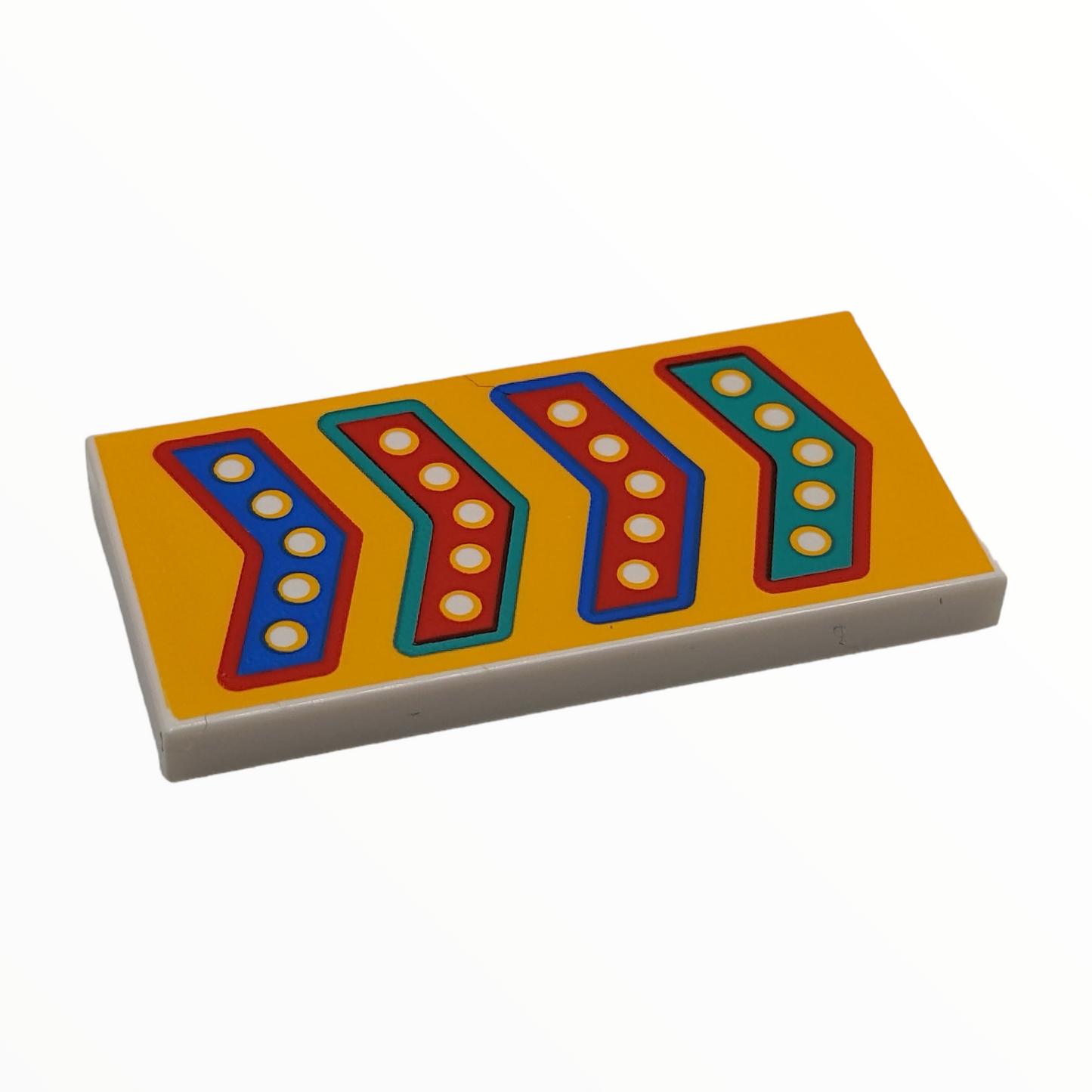 LEGO Tile 2x4 - Red, Blue, and Dark Turquoise Arrows on Bright Light Orange Background
