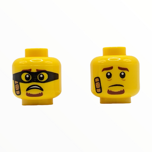 LEGO Head - 0011 Dual Sided Brown Eyebrows and Goatee