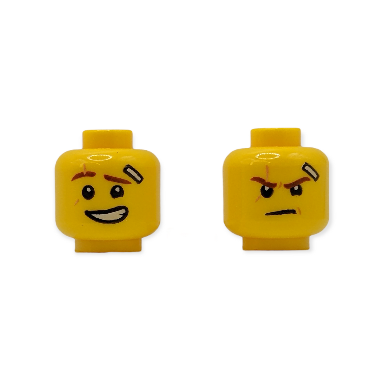 LEGO Head - 2256 Dual Sided Reddish Brown Eyebrows