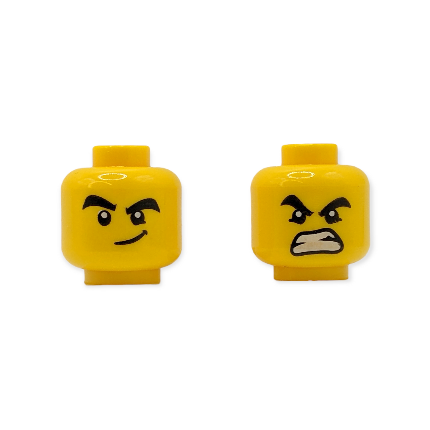 LEGO Head - 3222 Head Dual Sided Black Thick Eyebrows
